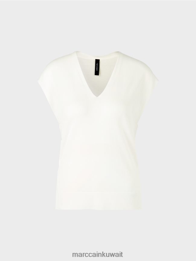 Marc Cain سترة متماسكة بلا أكمام LVN0D61142 ملابس أبيض مصفر