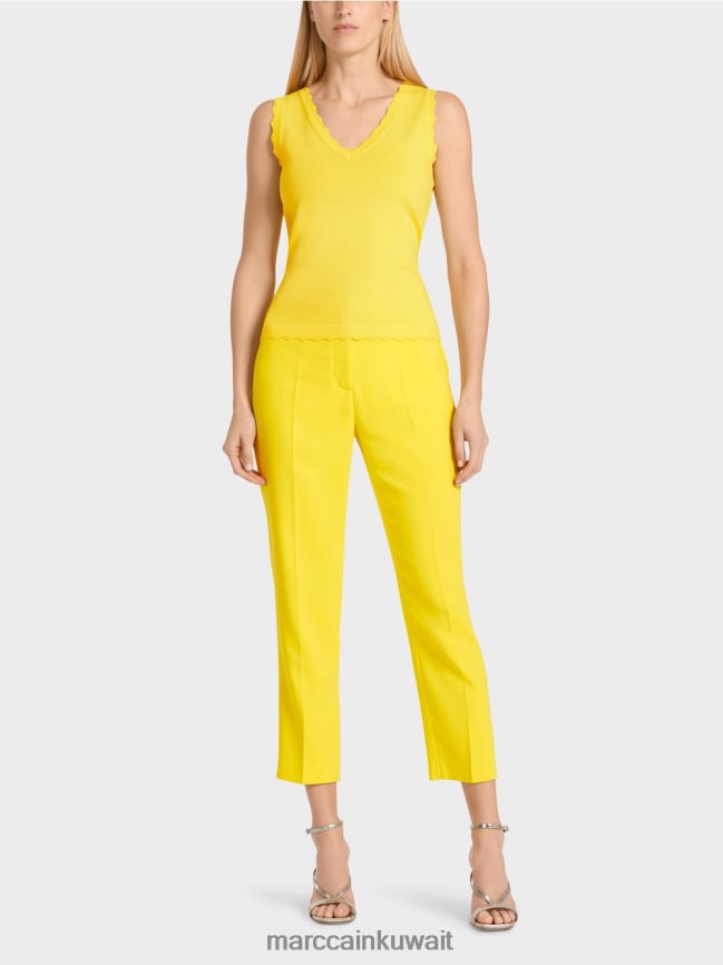 Marc Cain قمة فيسكوز محبوكة LVN0D61144 ملابس الليمون الأخضر