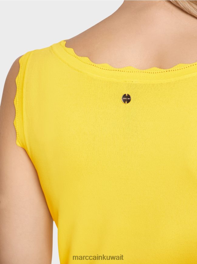 Marc Cain قمة فيسكوز محبوكة LVN0D61144 ملابس الليمون الأخضر