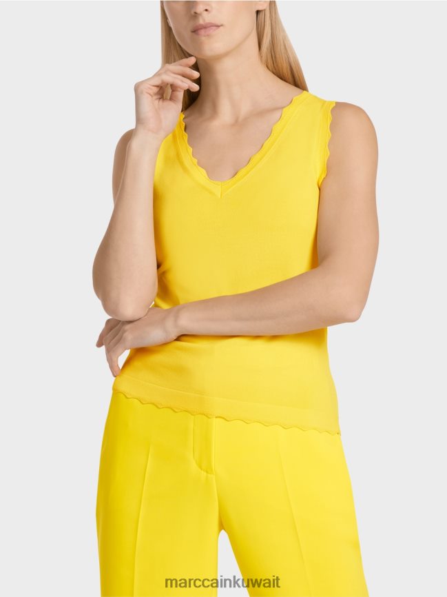 Marc Cain قمة فيسكوز محبوكة LVN0D61144 ملابس الليمون الأخضر
