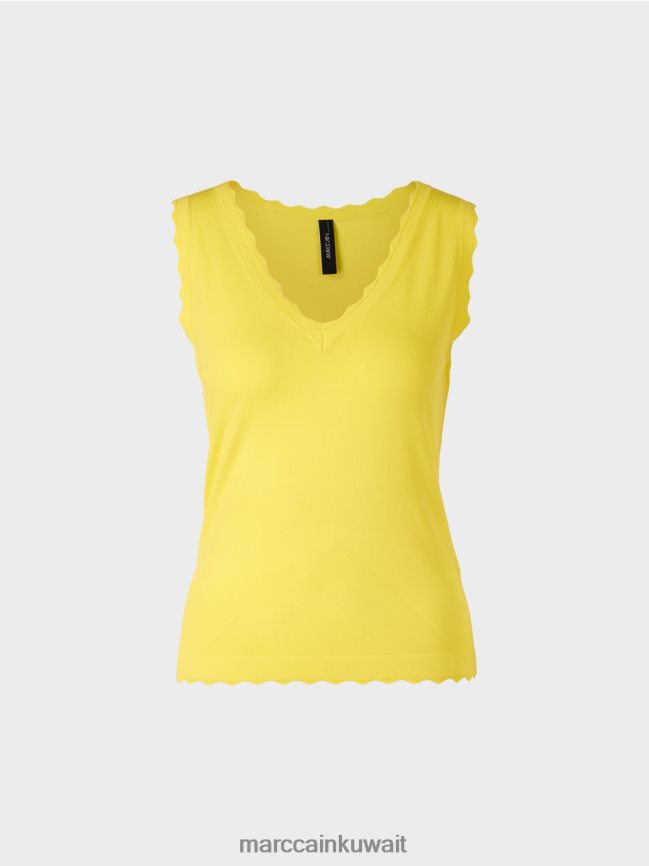 Marc Cain قمة فيسكوز محبوكة LVN0D61144 ملابس الليمون الأخضر