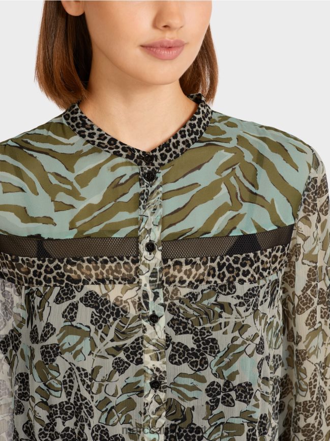 Marc Cain فستان طويل الطبقات مع مزيج من الأنماط LVN0D6114 ملابس كوة ناعمة