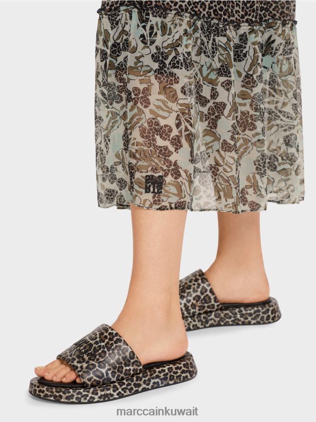 Marc Cain فستان طويل الطبقات مع مزيج من الأنماط LVN0D6114 ملابس كوة ناعمة