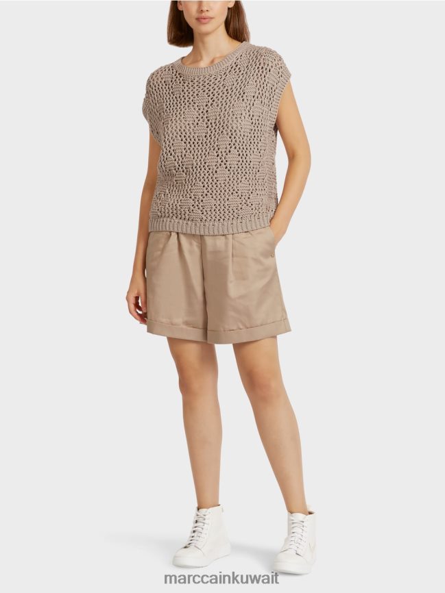 Marc Cain قمة محبوكة بلا أكمام LVN0D61163 ملابس رمادي داكن ناعم