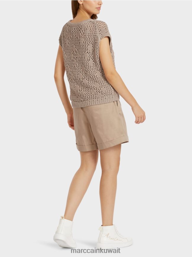 Marc Cain قمة محبوكة بلا أكمام LVN0D61163 ملابس رمادي داكن ناعم