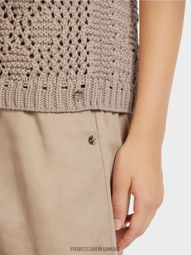 Marc Cain قمة محبوكة بلا أكمام LVN0D61163 ملابس رمادي داكن ناعم