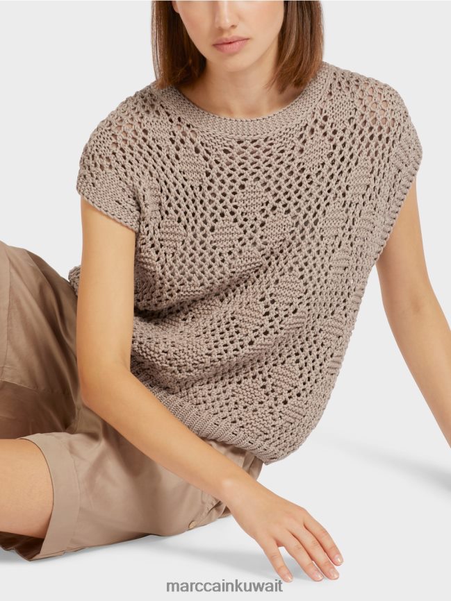 Marc Cain قمة محبوكة بلا أكمام LVN0D61163 ملابس رمادي داكن ناعم