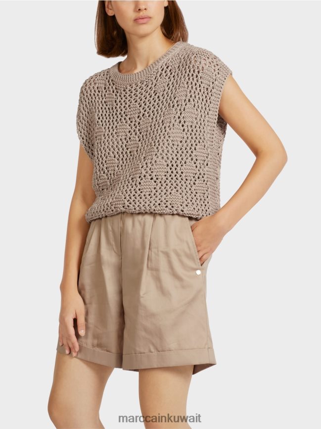 Marc Cain قمة محبوكة بلا أكمام LVN0D61163 ملابس رمادي داكن ناعم