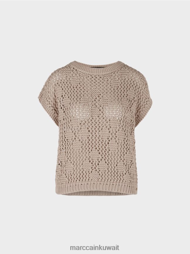 Marc Cain قمة محبوكة بلا أكمام LVN0D61163 ملابس رمادي داكن ناعم