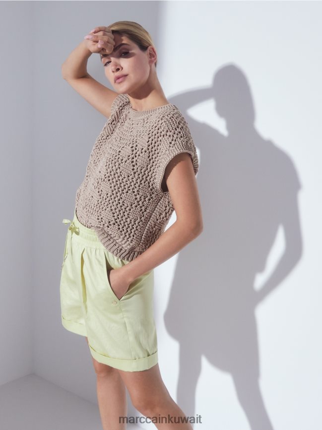 Marc Cain قمة محبوكة بلا أكمام LVN0D61163 ملابس رمادي داكن ناعم