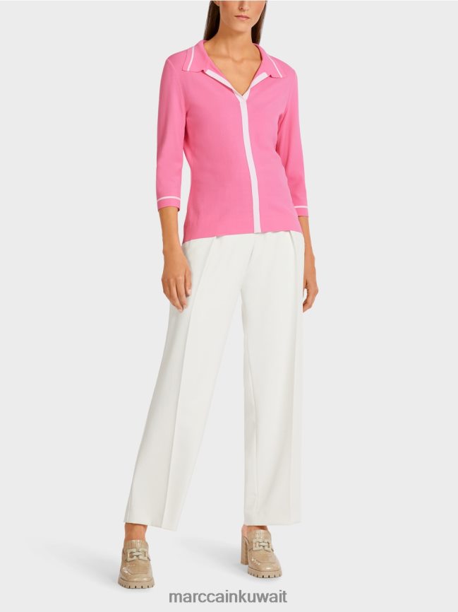 Marc Cain قميص بولو محبوك "إعادة التفكير معًا". LVN0D61168 ملابس وردي مشرق