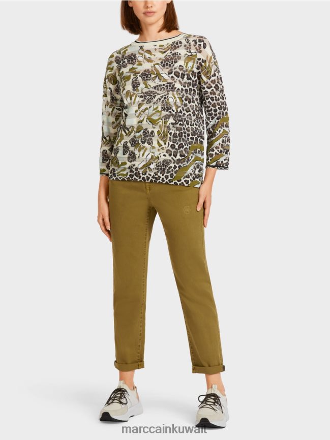 Marc Cain سترة "محبوكة في ألمانيا" LVN0D61172 ملابس زيتون أصفر