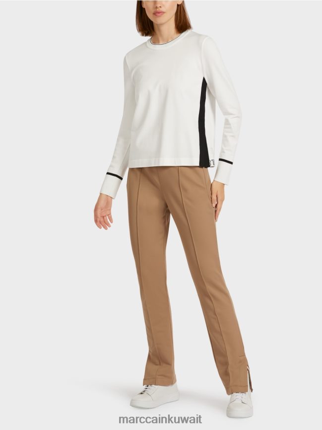 Marc Cain سترة "إعادة التفكير معًا" بفتحة LVN0D61175 ملابس أبيض مصفر