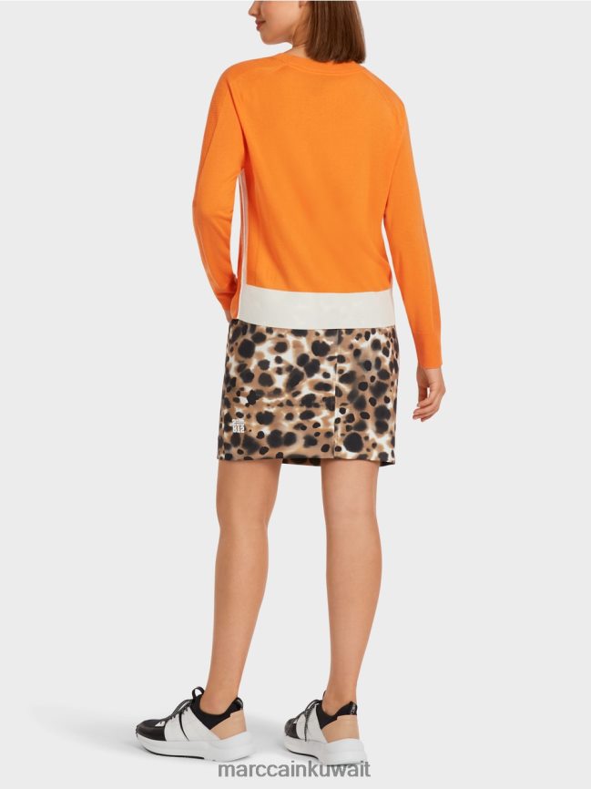 Marc Cain سترة في مزيج المواد الفاخرة LVN0D61178 ملابس برتقالي مشرق