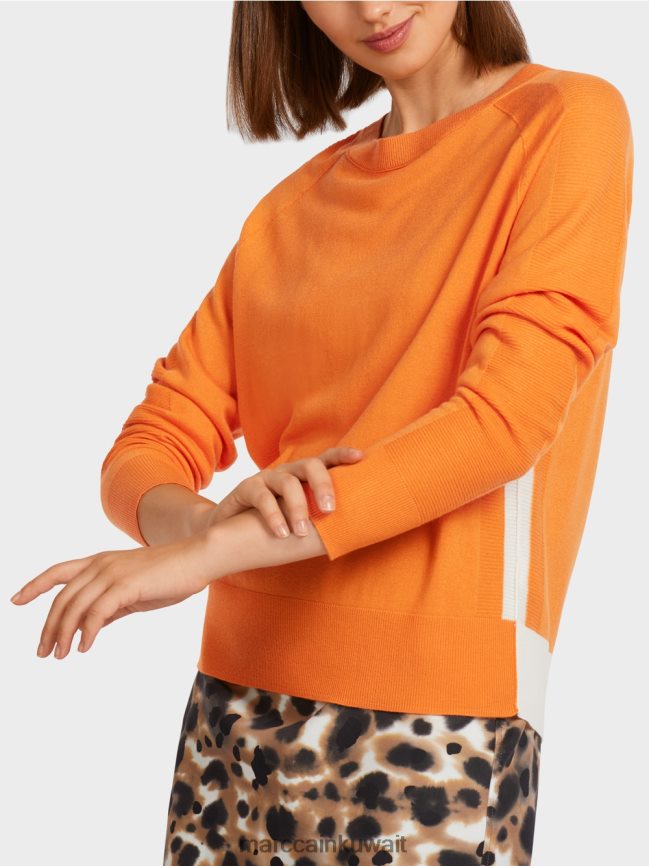 Marc Cain سترة في مزيج المواد الفاخرة LVN0D61178 ملابس برتقالي مشرق