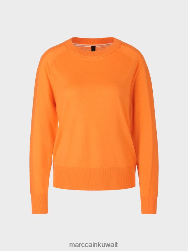 Marc Cain سترة في مزيج المواد الفاخرة LVN0D61178 ملابس برتقالي مشرق