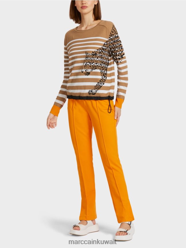 Marc Cain سترة مخططة "محبوكة في ألمانيا" LVN0D61181 ملابس قهوة خفيفة