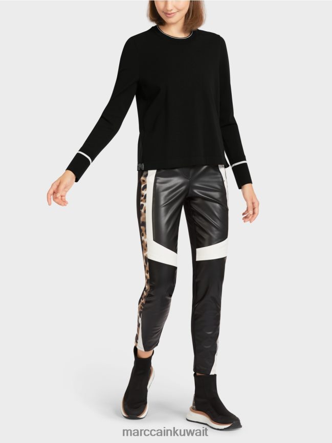 Marc Cain سترة "إعادة التفكير معًا" بفتحة LVN0D61182 ملابس اسود و ابيض