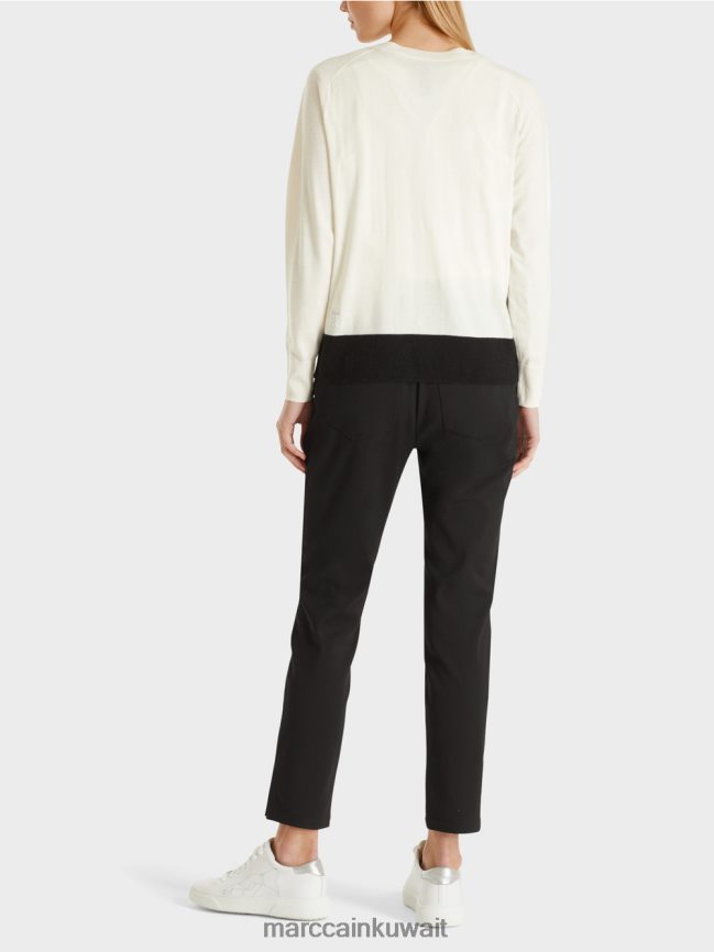 Marc Cain سترة في مزيج المواد الفاخرة LVN0D61183 ملابس أبيض مصفر