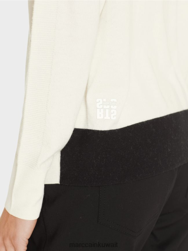 Marc Cain سترة في مزيج المواد الفاخرة LVN0D61183 ملابس أبيض مصفر