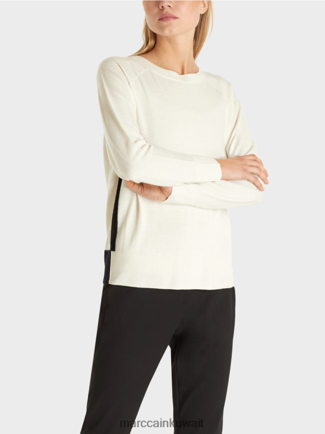 Marc Cain سترة في مزيج المواد الفاخرة LVN0D61183 ملابس أبيض مصفر