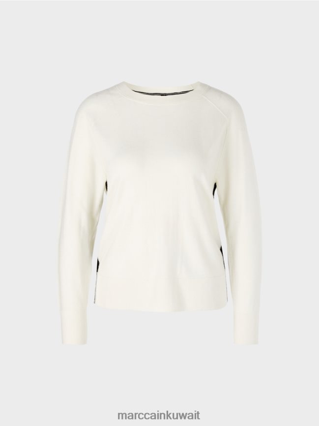 Marc Cain سترة في مزيج المواد الفاخرة LVN0D61183 ملابس أبيض مصفر