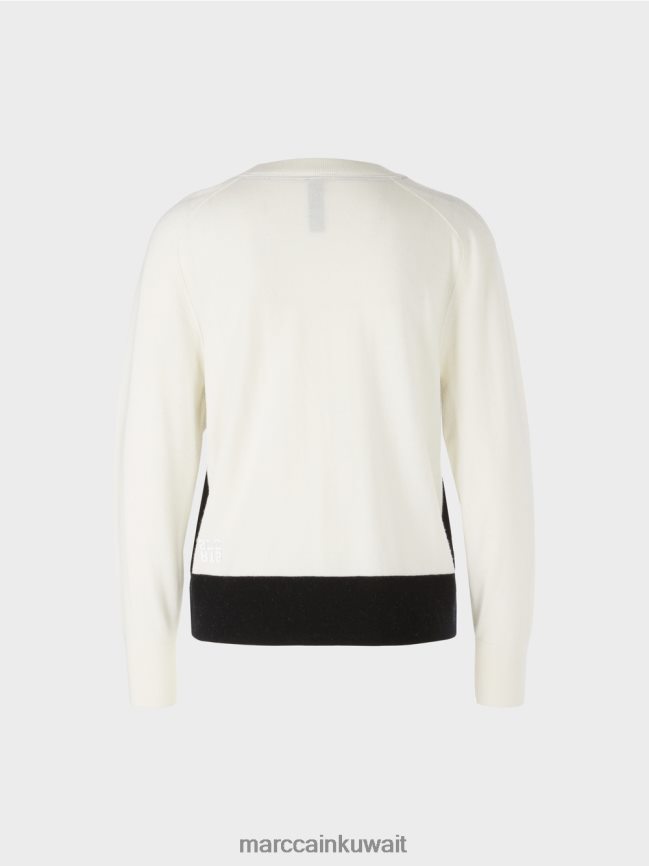 Marc Cain سترة في مزيج المواد الفاخرة LVN0D61183 ملابس أبيض مصفر