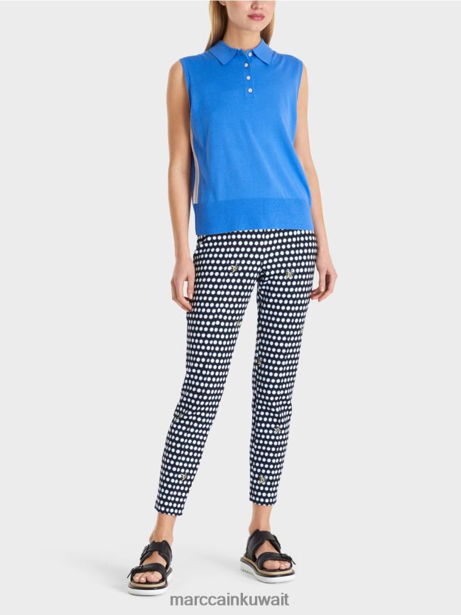 Marc Cain قميص بولو بدون أكمام منسوج بشكل جيد LVN0D61187 ملابس أزور