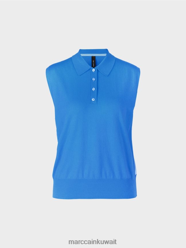 Marc Cain قميص بولو بدون أكمام منسوج بشكل جيد LVN0D61187 ملابس أزور