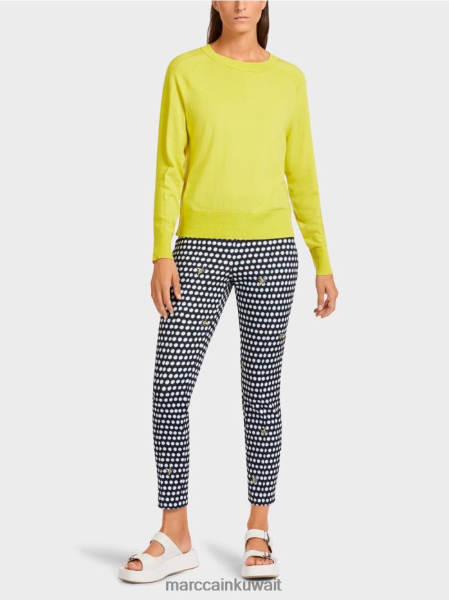 Marc Cain سترة في مزيج المواد الفاخرة LVN0D61188 ملابس الكبريت الأخضر