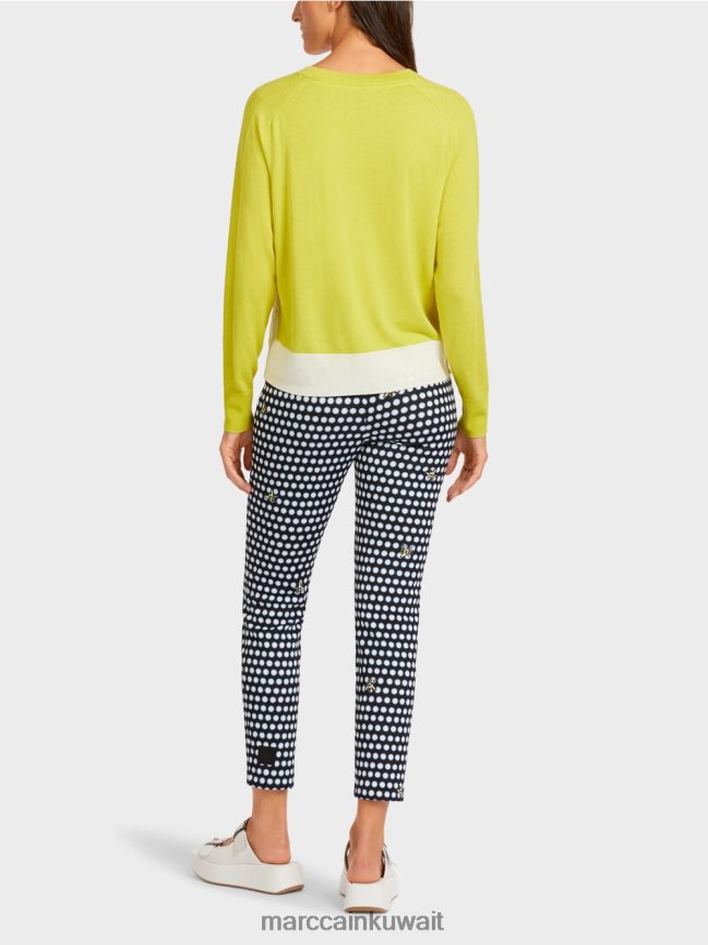 Marc Cain سترة في مزيج المواد الفاخرة LVN0D61188 ملابس الكبريت الأخضر