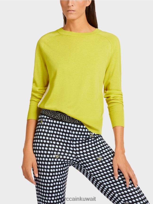 Marc Cain سترة في مزيج المواد الفاخرة LVN0D61188 ملابس الكبريت الأخضر