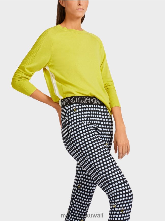 Marc Cain سترة في مزيج المواد الفاخرة LVN0D61188 ملابس الكبريت الأخضر