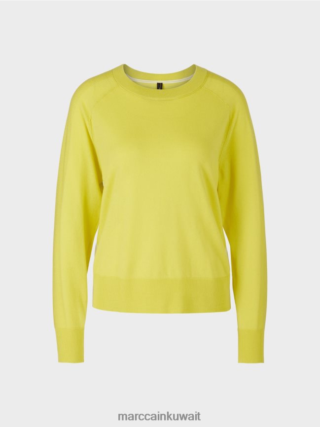 Marc Cain سترة في مزيج المواد الفاخرة LVN0D61188 ملابس الكبريت الأخضر