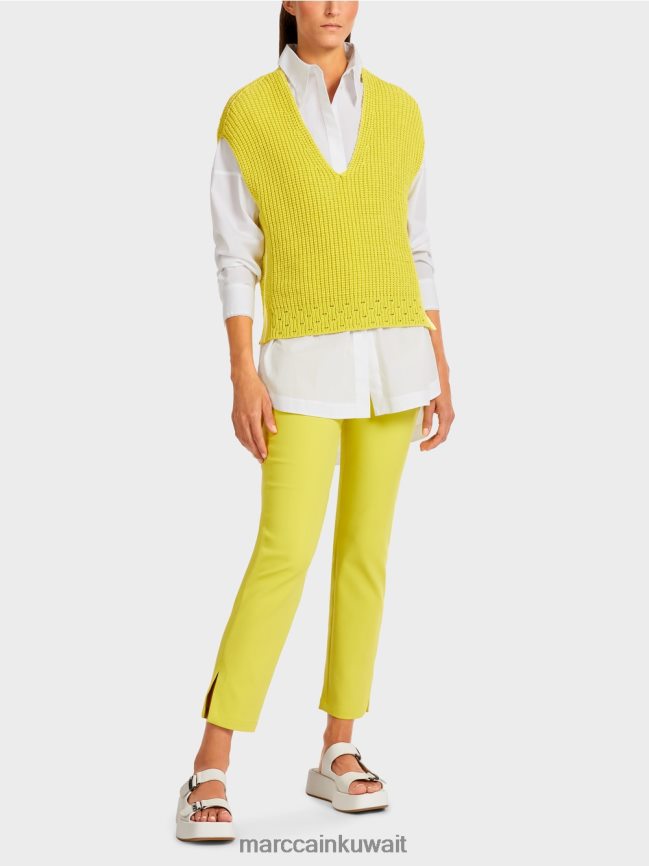 Marc Cain زلة "محبوكة في ألمانيا" LVN0D61189 ملابس الكبريت الأخضر