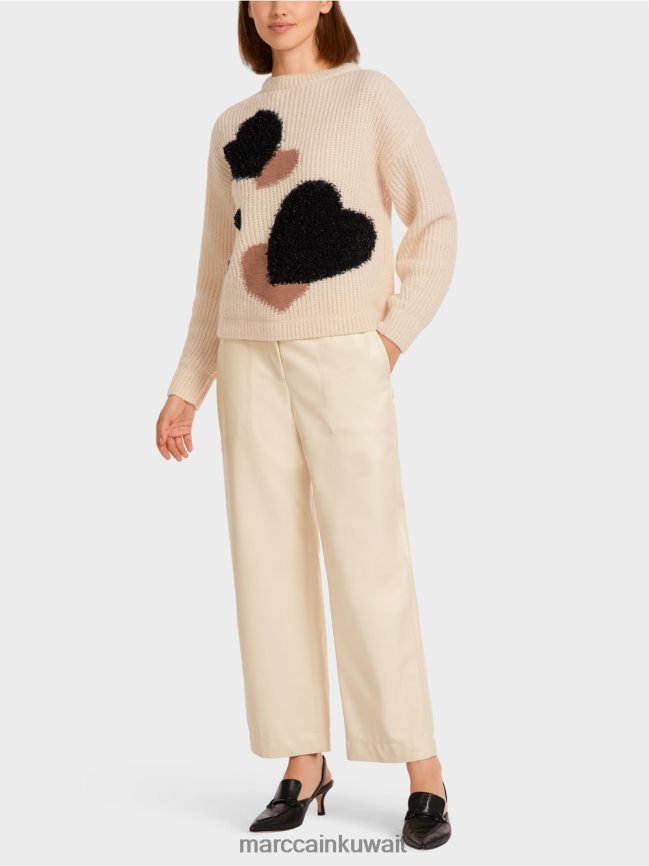 Marc Cain سترة بقلب "محبوكة في ألمانيا" LVN0D61193 ملابس كريمة