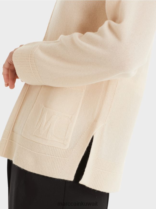 Marc Cain سترة أنيقة من الصوف والكشمير LVN0D61196 ملابس كريمة