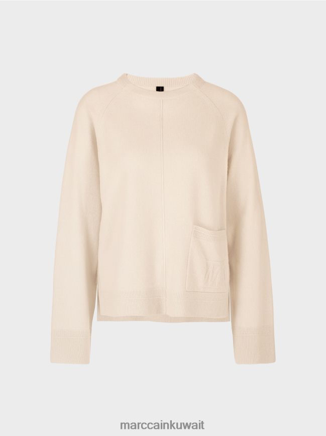 Marc Cain سترة أنيقة من الصوف والكشمير LVN0D61196 ملابس كريمة