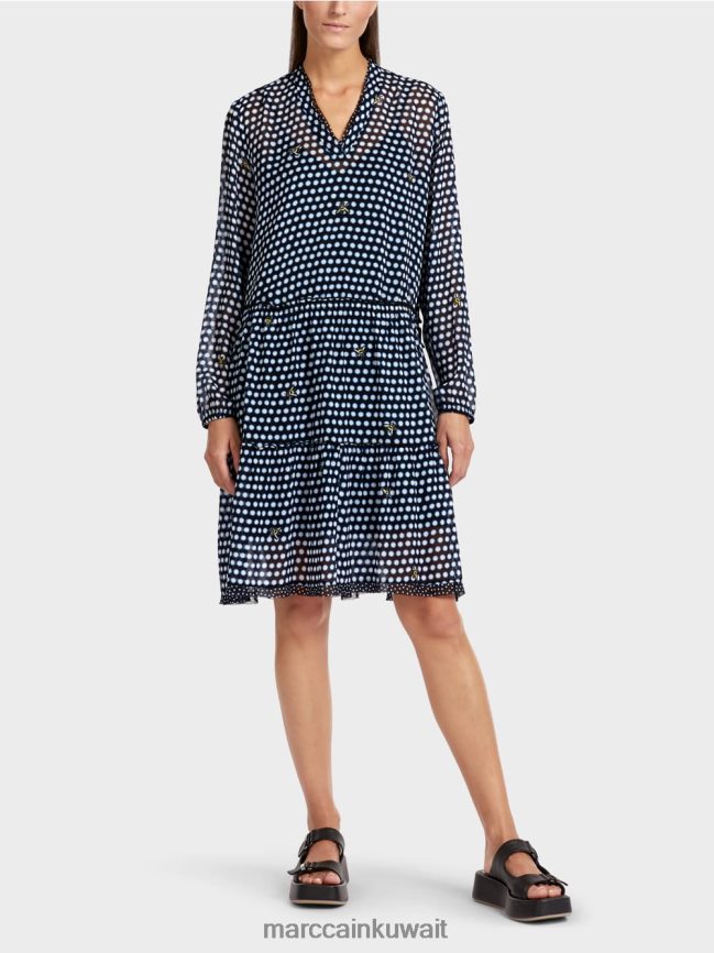 Marc Cain فستان منقط من كريب الفيسكوز LVN0D6120 ملابس أسود