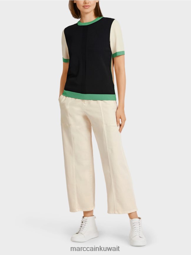 Marc Cain سترة متباينة الألوان بعبارة "إعادة التفكير معًا". LVN0D61201 ملابس أسود