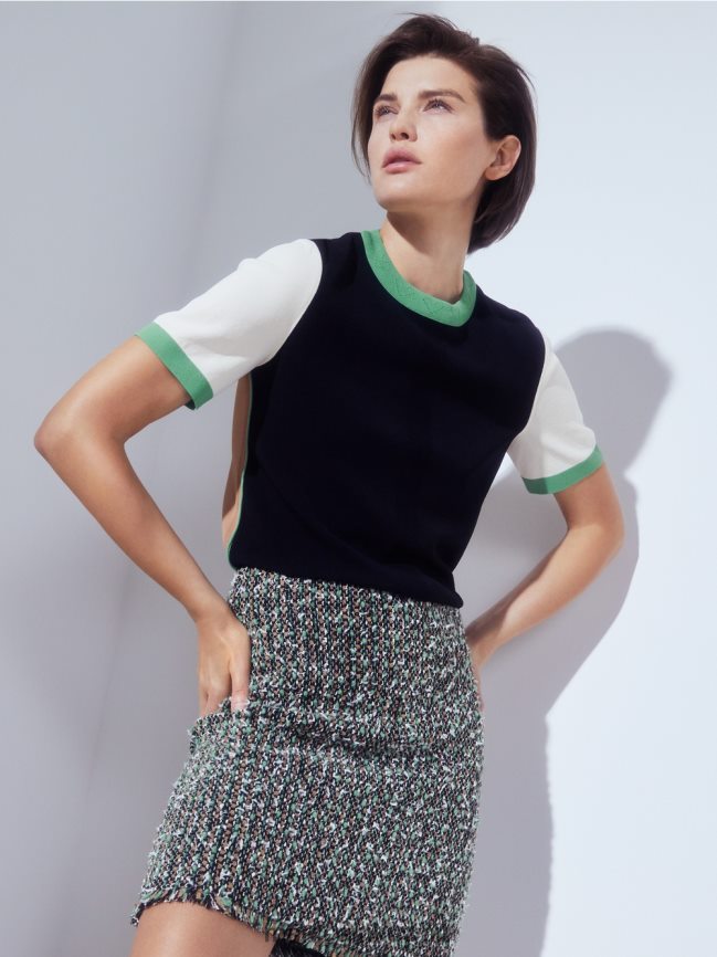 Marc Cain سترة متباينة الألوان بعبارة 