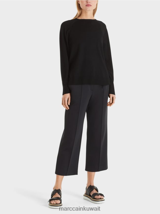 Marc Cain سترة متماسكة مع فتحة الأكمام المتباينة LVN0D61202 ملابس أسود