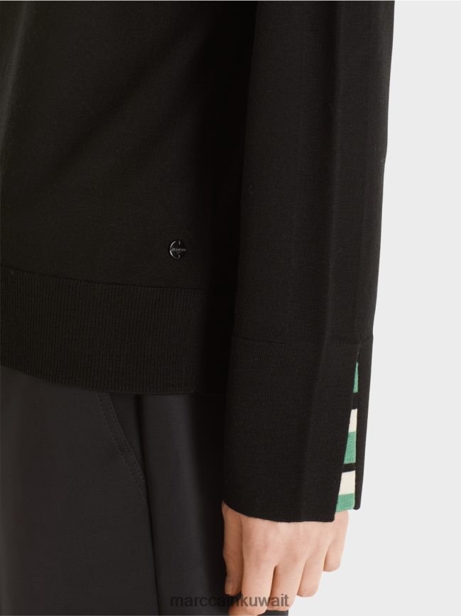 Marc Cain سترة متماسكة مع فتحة الأكمام المتباينة LVN0D61202 ملابس أسود