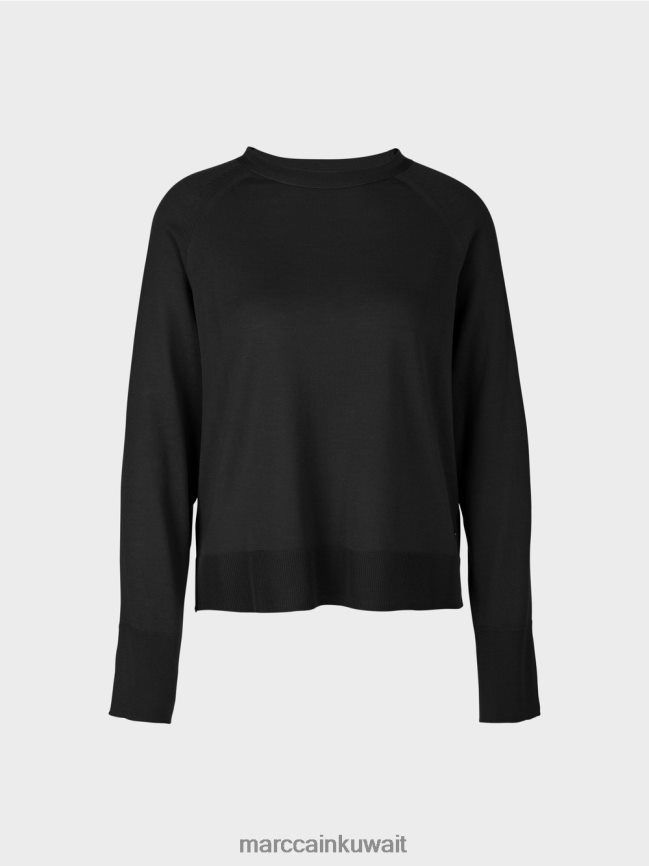 Marc Cain سترة متماسكة مع فتحة الأكمام المتباينة LVN0D61202 ملابس أسود