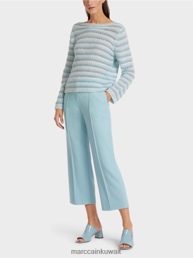 Marc Cain سترة مخططة "محبوكة في ألمانيا" LVN0D61205 ملابس الغلاف الجوي الأزرق