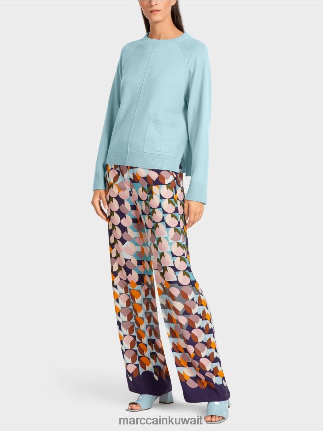 Marc Cain سترة أنيقة من الصوف والكشمير LVN0D61206 ملابس الغلاف الجوي الأزرق