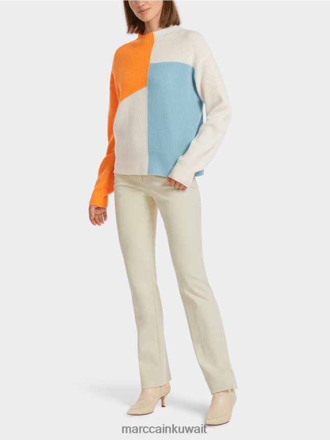 Marc Cain سترة محبوكة كبيرة الحجم LVN0D61208 ملابس برتقالي واضح