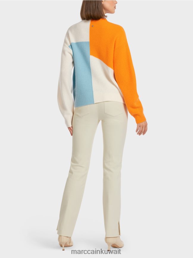 Marc Cain سترة محبوكة كبيرة الحجم LVN0D61208 ملابس برتقالي واضح