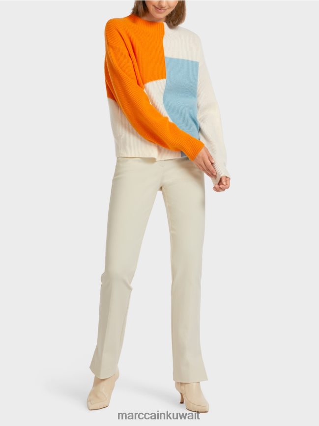 Marc Cain سترة محبوكة كبيرة الحجم LVN0D61208 ملابس برتقالي واضح