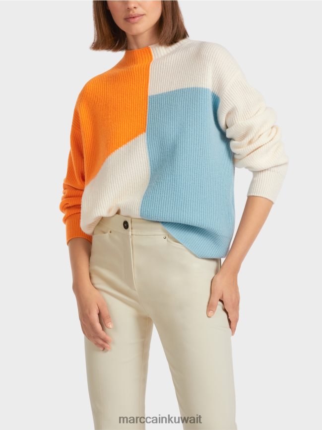 Marc Cain سترة محبوكة كبيرة الحجم LVN0D61208 ملابس برتقالي واضح